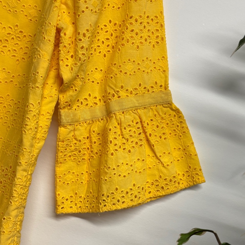 Talbots Yellow Eyelet Bell-Sleeve Top - Picture 3 of 6